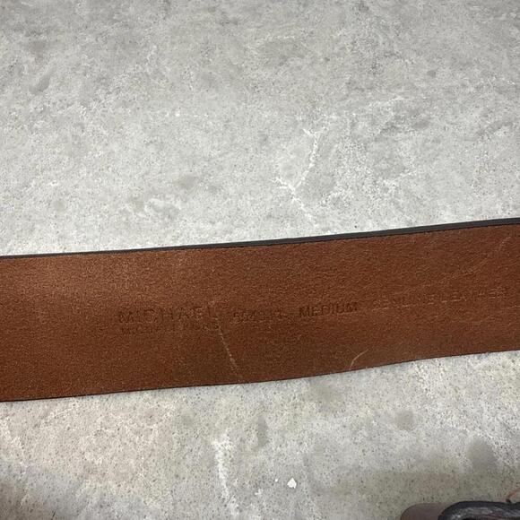 Michael Kors unisex leather and brass belt. Size Medium. Like New! - Picture 4 of 12